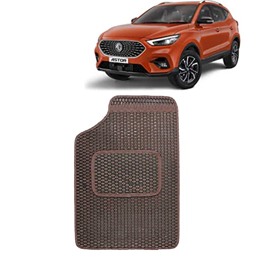 Image of Kingsway Dotted Design Car Floor Foot Mats Universal Fit for Morris Garages (MG) Astor, Model Year : 2021 Onwards, Water and Dustproof, Color Brown, Set of 5 Pieces