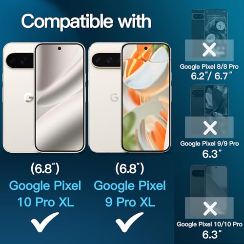 Image of JETech Tempered Glass Screen Protector Guard for Google Pixel 10 Pro XL /Pixel 9 Pro XL with Easy Installation Tool, Fingerprint Compatible, HD Clear, 3-Pack