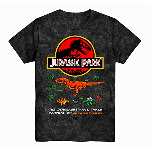 Jurassic Park Boys Dinosaur T-Shirt - Juassic World Classic Movie - 8Bit Dinosaur T-Rex Rawr Tie Dye Shirt