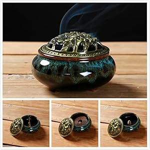 Ceramicincenseburnerwithincensestickholderinsulationuseforstickorcoilincensesageconesandfrankincensefambeblue Urban Country Home Decor Ceramic incense burner with incense stick holder insulation use for stick or coil incense sage cones and frankincense fambe blue urban country home decor
