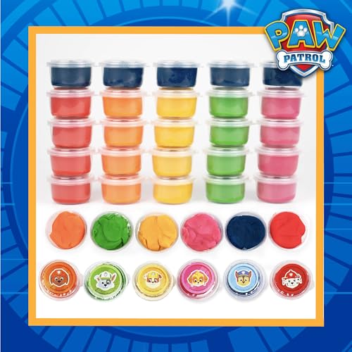 Image of Paw Patrol Dough Party Pack, 25-Pack, Includes Colorful Sensory Doughs, 6 Colors, 2 oz. Each, Reusable Toys, Party Favors for Kids, Travel Toys, 3 Year Old Boy Toy, Sensory Play