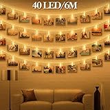 ღ【Fotoclips Sind nie Verschwunden】 Machen Sie sich keine Sorgen, dass die Fotokarten herunterfallen, hängen Sie die lichterkette warmweiß an und genießen Sie zu jeder Zeit die romantische Beleuchtung.