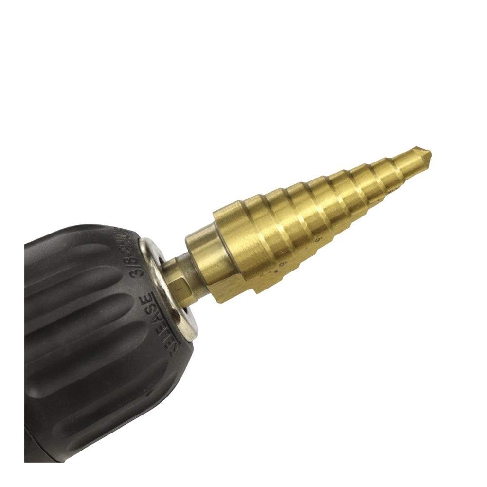 Wiertła stopniowe 1/8 "-3/4" Calowe wiertło stopniowe Wiertło HSS ne pokryte tytanem Wiertło do otworów w drewnie/metalu Wiertło stopniowe (kolor: okrągły zestaw z torbą) (zestaw sześciokątny z torb