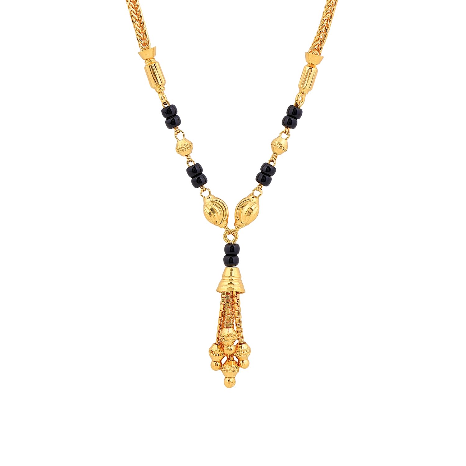 1gm Micron 18K Gold Plated Hypoallergenic Black Beads Kala Mani 925 Sterling Silver Mangalsutra | Tanmaniya Chandi Necklace Jewellery | Pure Silver Gift for Women