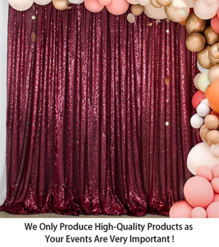 ShiDianYi Maroon Sequin Backdrop 8FTx8FT Burgundy Glitter Backdrop Curtains Wine Bridal Shower Photo Booth Backdrop Set Dark Red Backdrop