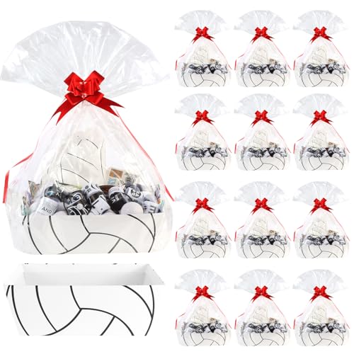 Kolewo4ever 36 Pieces 12 Pack Volleyball Baskets for Gifts Empty Volleyball Senior Night Baskets 8x10inch Gift Basket Kit for Gifts Empty to Fill for Sport Party Holiday Gift Packaging