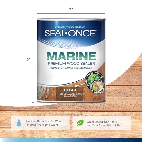 Image of SEAL-ONCE Marine Ready Mix - 2 Gallon Penetrating Wood Sealer Waterproofer & Stain (Clear). Water-Based, Ultra-Low VOC Formula for high-Moisture Areas to Protect Wood Docks, Decks & Piers. (Pack of 2)