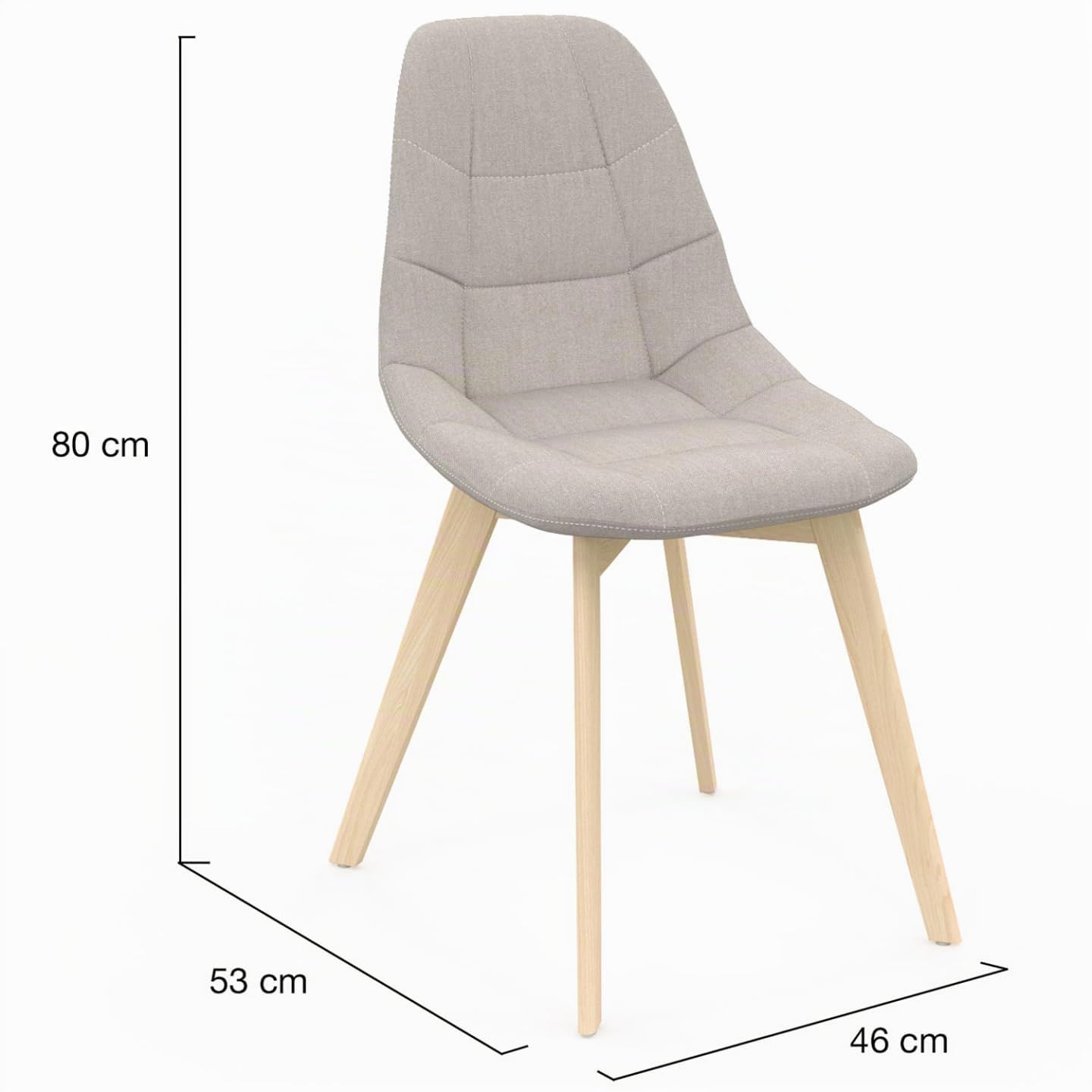 IDMarket - Conjunto de 6 sillas escandinavas Gaby tela beige para comedor