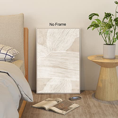 Abstract Beige Canvas Wall Art Boho Mid Century Modern Prints Wall Decor For Living Room Neutral Line Art Prints Minimalist Line Art Wall Decor Canvas Beige Boho Painting Wall Deocr 16X24Inch No Frame #TOP4