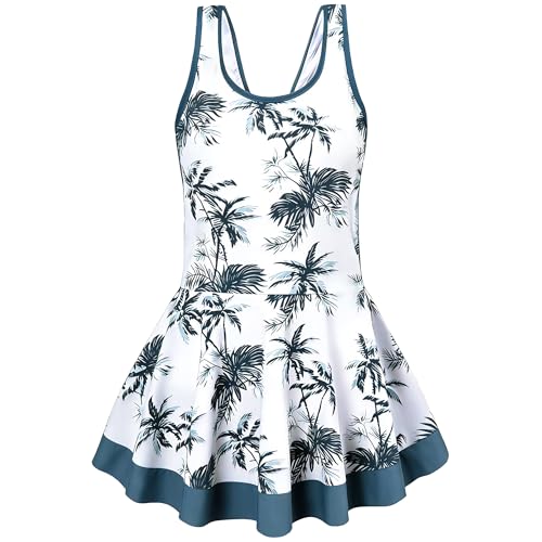 Image of Akokvlar Girl One Piece Swimsuit with Skirt Bathing Suit Swimwear 3-16Y