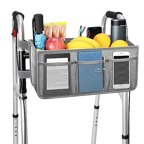 Dotday Upgraded Walker Basket with Cup Holder, Foldable Walker Bag with Large...