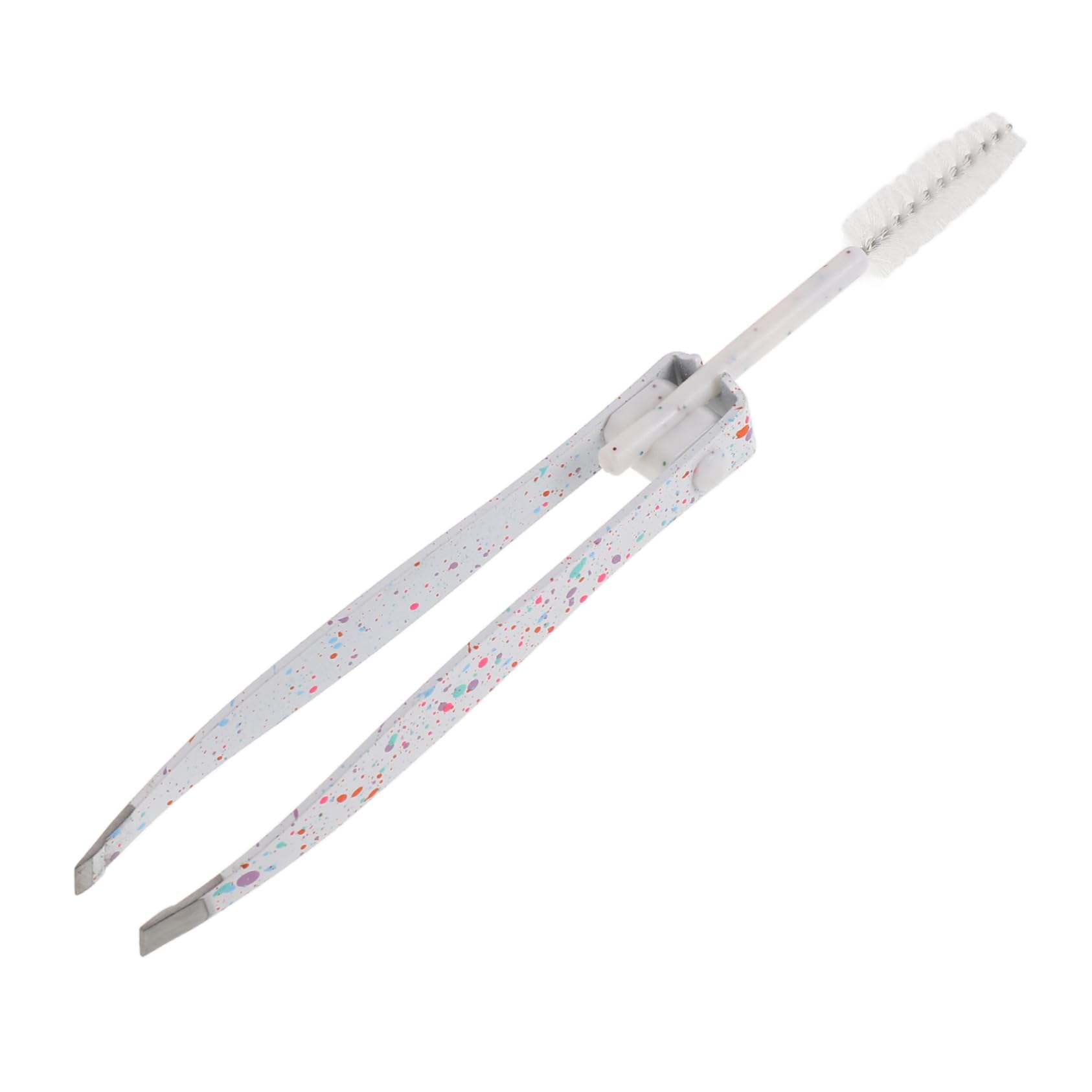 WOFASHPURET Eyebrow Tweezers and Spoolie Brush Portable Grooming Tool for Precision Eyebrow Shaping for Makeup Artists and Travel Compact White Design