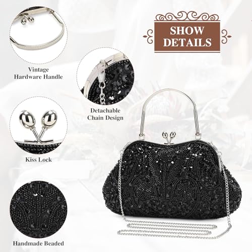 Image of UBORSE 1920s Vintage Clutch Purse Beaded Evening Bag for Women Formal Bridal Sequin Handbag Clutch for Wedding /Prom /Cocktail | 1920s
