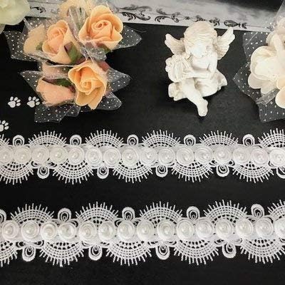 Amazon 衣装レース ケミカルレース 立体的 花模様 チュールレース リボン ブレード 白 トリム パーツ 装飾 衣裳 パールレース レース ホワイト W4 5cm 長さ 1ヤード 約90cm レース 通販
