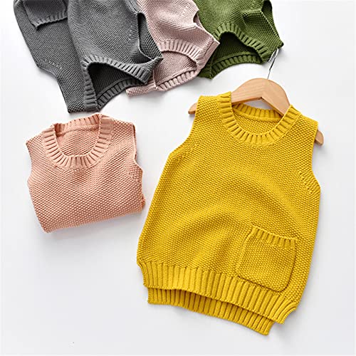 Yiqinyuan Children's Knitted Vest with Pocket Autumn and Winter Solid Color Round Neck Pullover Sweater2