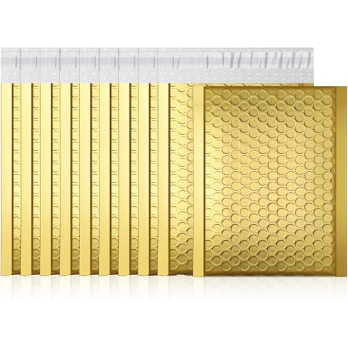 Fuxury Gold Bubble Mailers 6x10 "50 Pack Durable Metallic Bubble Envelopes