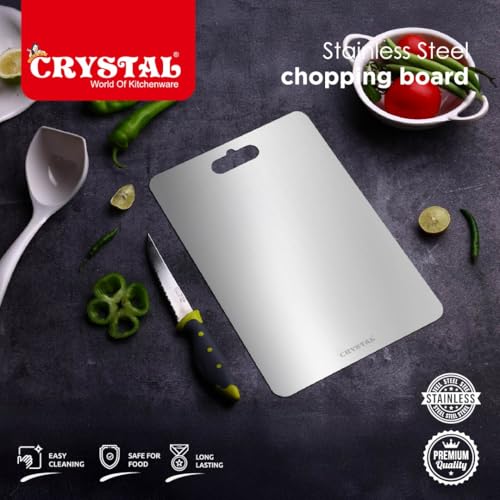 Image of Crystal Stainless Steel Chopping Board | Heavy and Strong | 31 * 20 cm|1 Year Warranty