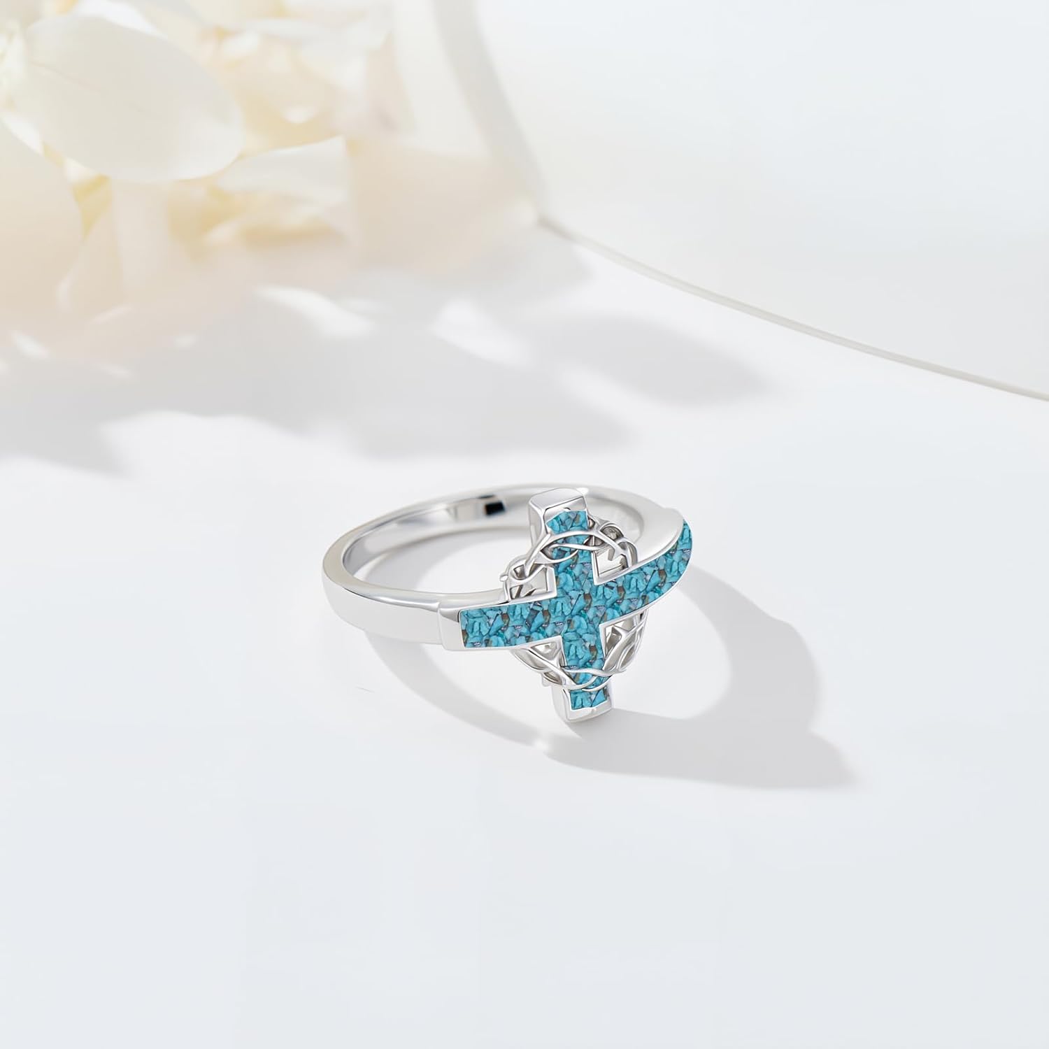 Crown of Thorns Ring 925 Sterling Sliver Cross Ring Christian Jewelry Catholic Gifts for Women Men Girlfriend Mom - Image 2