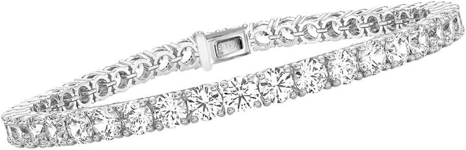 Diamond2Deal 14k Gold Round Cut Lab Grown Diamond Tennis Bracelet (1ct to 15ct, Color-D, Clarity- VS) 7 inch