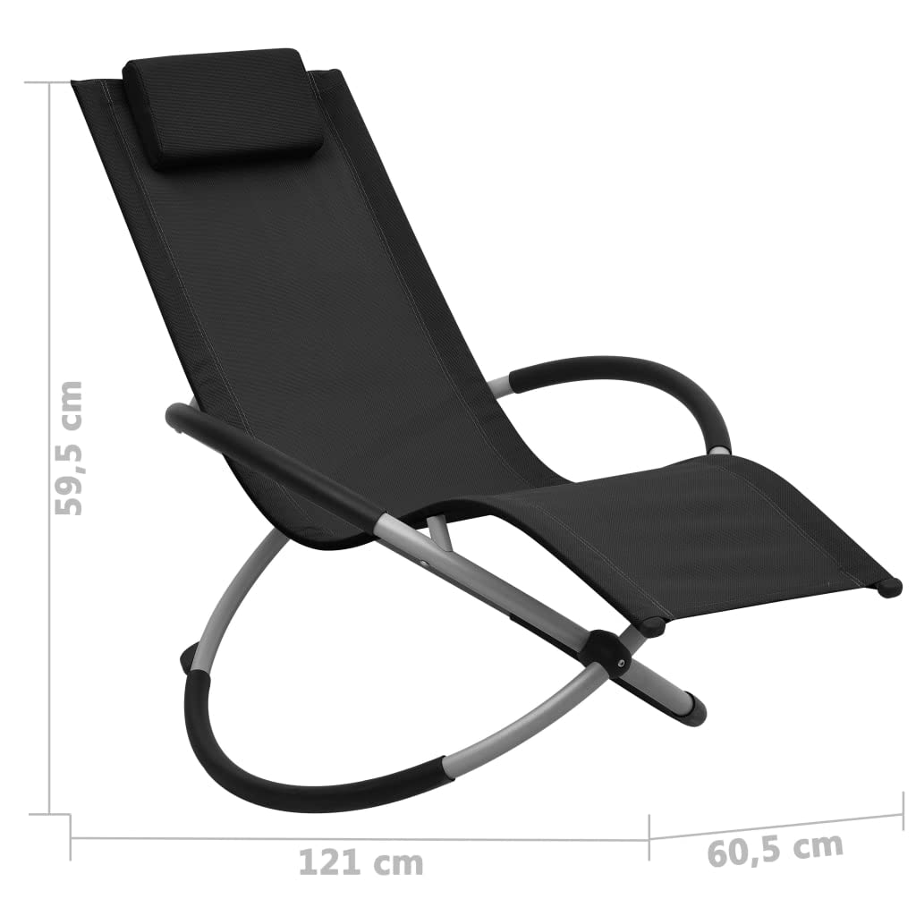 Leżak dziecięcy ze stali malowanej proszkowo, czarny leżak ogrodowy z tekstylenem, składany leżak z poduszkami, na taras, balkon, basen, plażę i do użytku na świeżym powietrzu dla dzieci