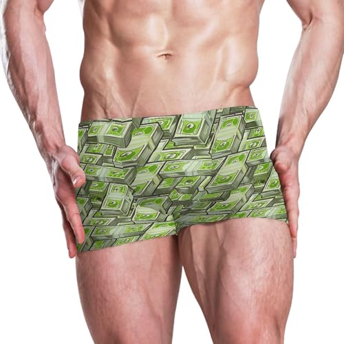 Paper Money Hundred Dollar Bills Mens Swim Trunk Swimwear Bathing Suit Swim Brief Square Leg Board Short S B04050872