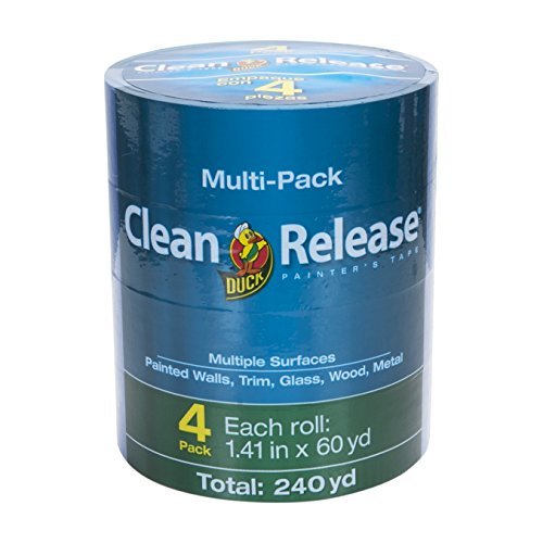 Duck Brand 240460 Clean Release Painter's Tape, 1.41 Inches by 60 Yards, Blue, 4-Pack Size: 1.41 Inches by 60 Yards Style: 4-Pack, Model: 240460, Outdoor & Hardware Store