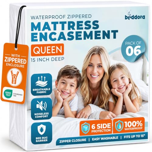 Beddora Protecteur matelas Queen paquet 6 avec fermeture éclair