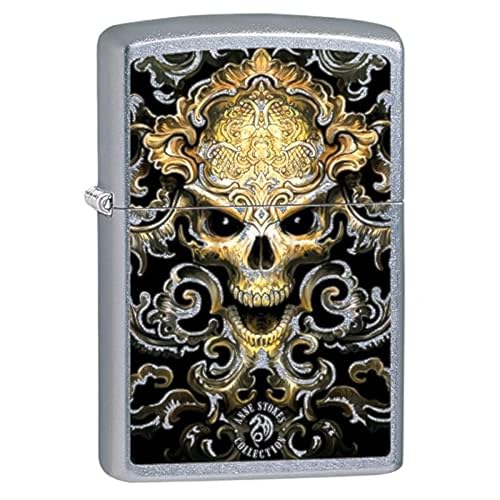 Encendedor Zippo Diseño Calavera Street Chrome miniatura 1