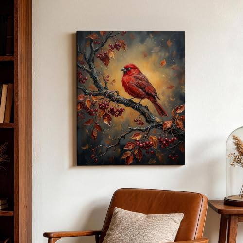 Lienzo de hojas de otoño rojas para decorar el dormitorio y la sala de estar 3