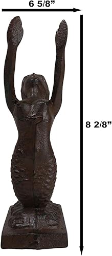 Miniatura 2 de Ebros Gift Sirena náutica rústica de hierro fundido sirena rizada cola tope de puerta escultura 8.25 pulgadas de alto para el hogar u oficina tope