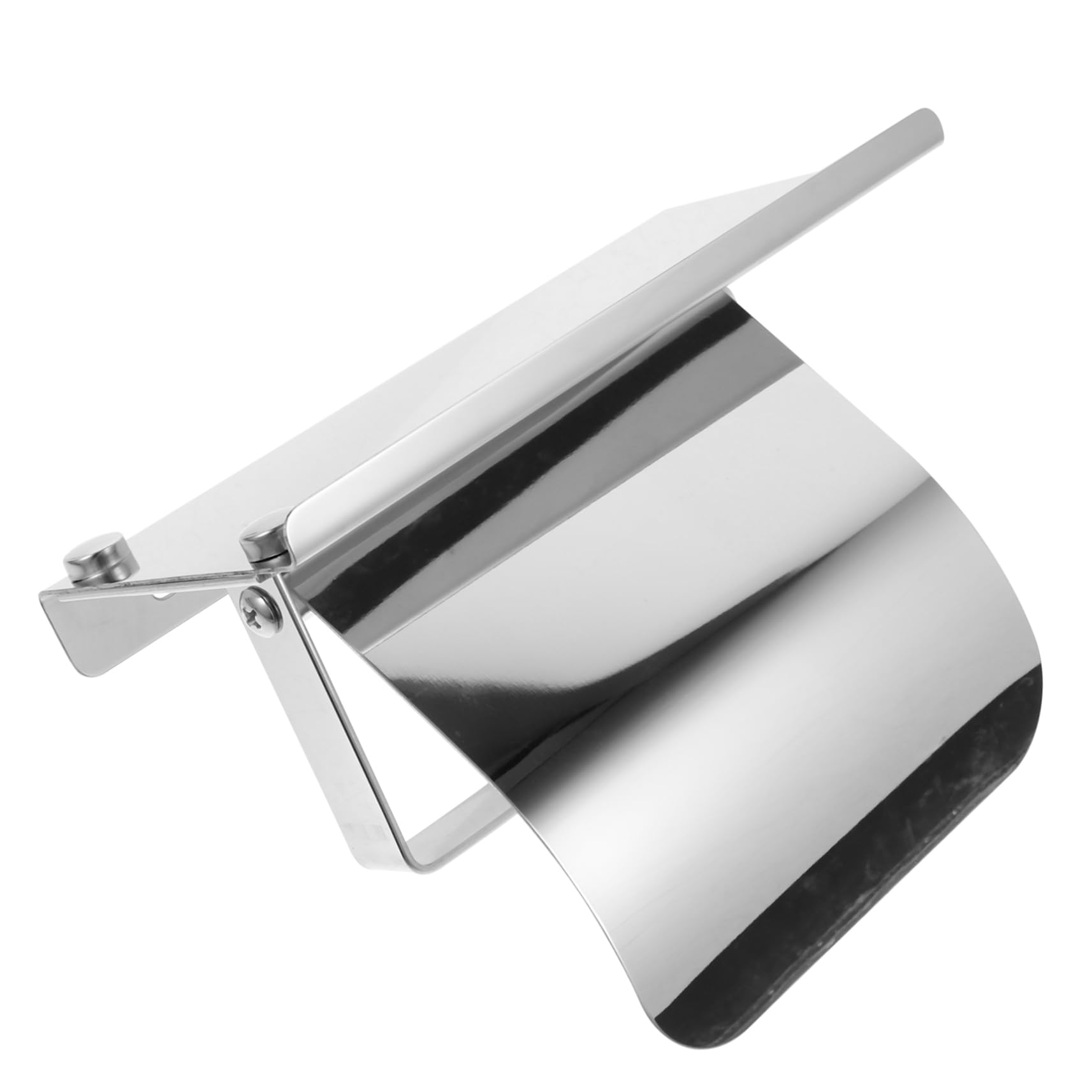 Portarotolo in Acciaio Inox da Parete con Coperchio Carta Igienica | Viti, Finitura Argento Lucida, Uso Bagno e Casa, Resistente alla Ruggine e Durevole