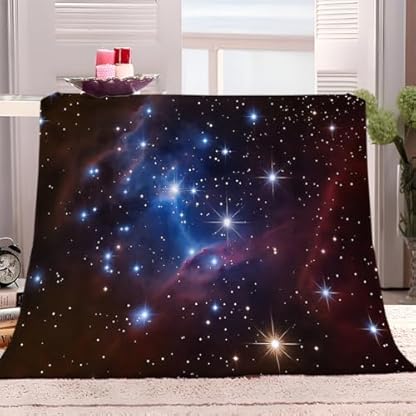 XCQHZYQ Kuscheldecke für Kinder Sternenhimmel mit Farbverlauf 200x200 cm Decke Fleecedecke Sofadecke Kinderdecke, Superweiche Flanell Wohndecke Geschenke für Jungen Mädchen – Bild 3