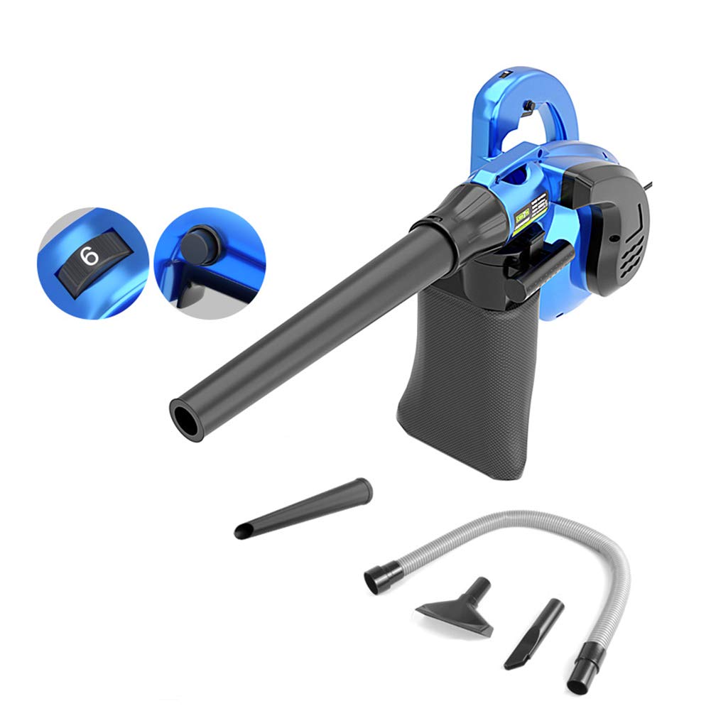 Soffiatore e aspiratore Elettrico, spazzatrice con Cavo, 6 velocità variabili per la Cura del Prato, Kit di Pulizia Incluso, Blu, 3000W