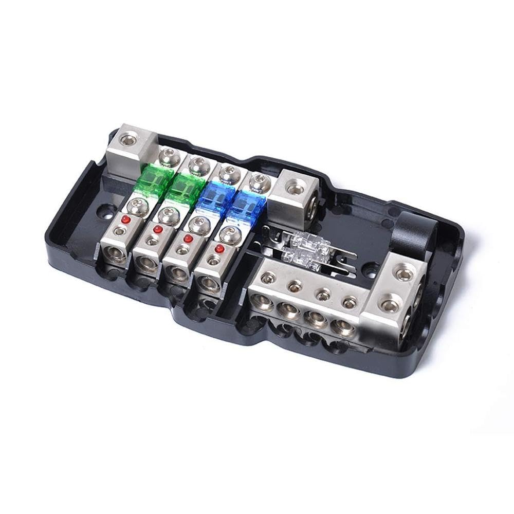 Scatola portafusibili multifunzione per auto Kacepar con luce LED in plastica nera compatibile con vari modelli di auto, SUV, camper, autobus, yacht e barche