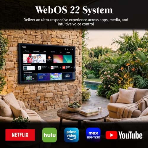 Image of 55 Inch Outdoor TV, 2000 Nits Ultra Bright 4K UHD Weatherproof Television, IP55 Waterproof Smart Outside TV with WebOS for Sunlight, Backyard, Poolside, Deck & Patio