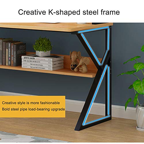 ALIPC-Bookshelf-Desk-Combination-Computer-DeskWooden-Durable-Desktop-Laptop-Desk-Simple-Double-Office-Desk-Student-for-Bedroom-Home-Study