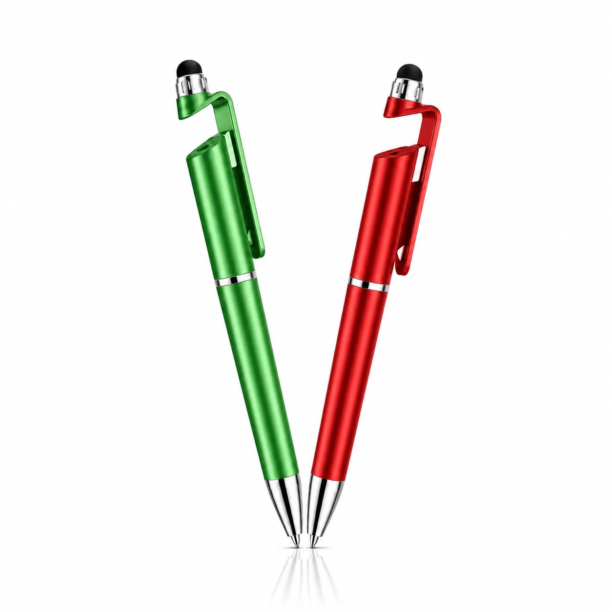 ORIONIS 3-in-1 Stylus Ball Pen Pack of 2 (Green & Red) | Multifunction Metal Ballpoint Pen with Touch Screen Stylus & Built-in Mobile Stand | Blue Ink Twist Pen for Android, iPhone, iPad & Tablets-image-31