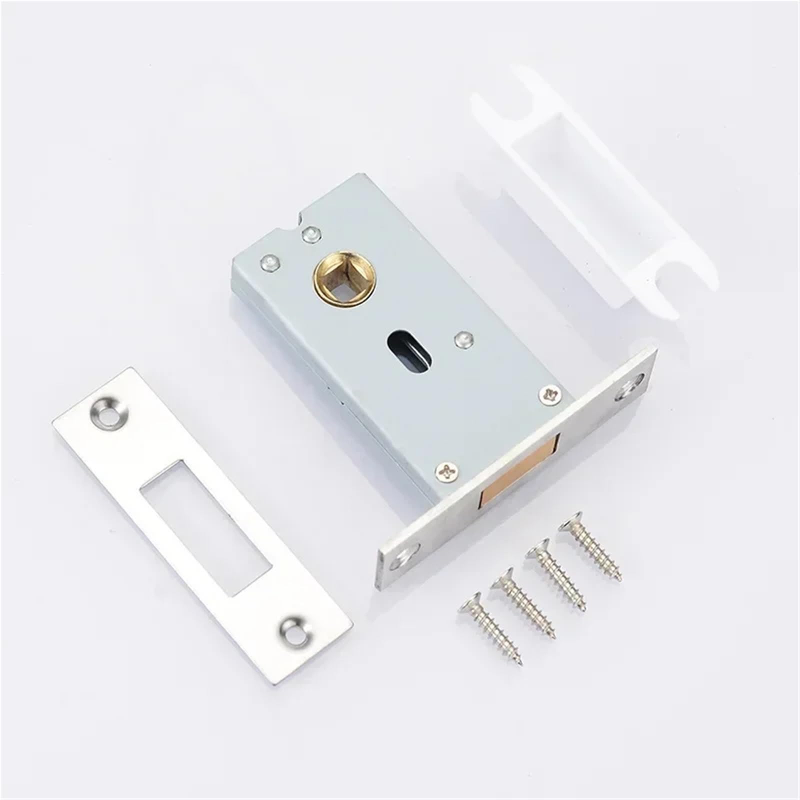 Sxolcoufoh B -Aluminum Tongue Stainless Steel Door Lock Pull Ring Square Tongue Partition Wooden Concealed 1Pcs(B -Aluminum Tongue)