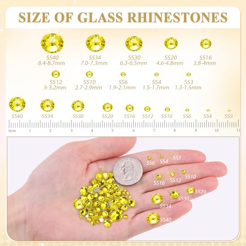 Image of 5000PCS SS6 /2mm Crystal Glass Rhinestones for Bedazzling (Lemon Yellow) | Flatback Rhinestones for Crafting DIY Nail Art Makeup Decoration, Gems Diomand Charms for Tumbler Shoes Clothing Mug