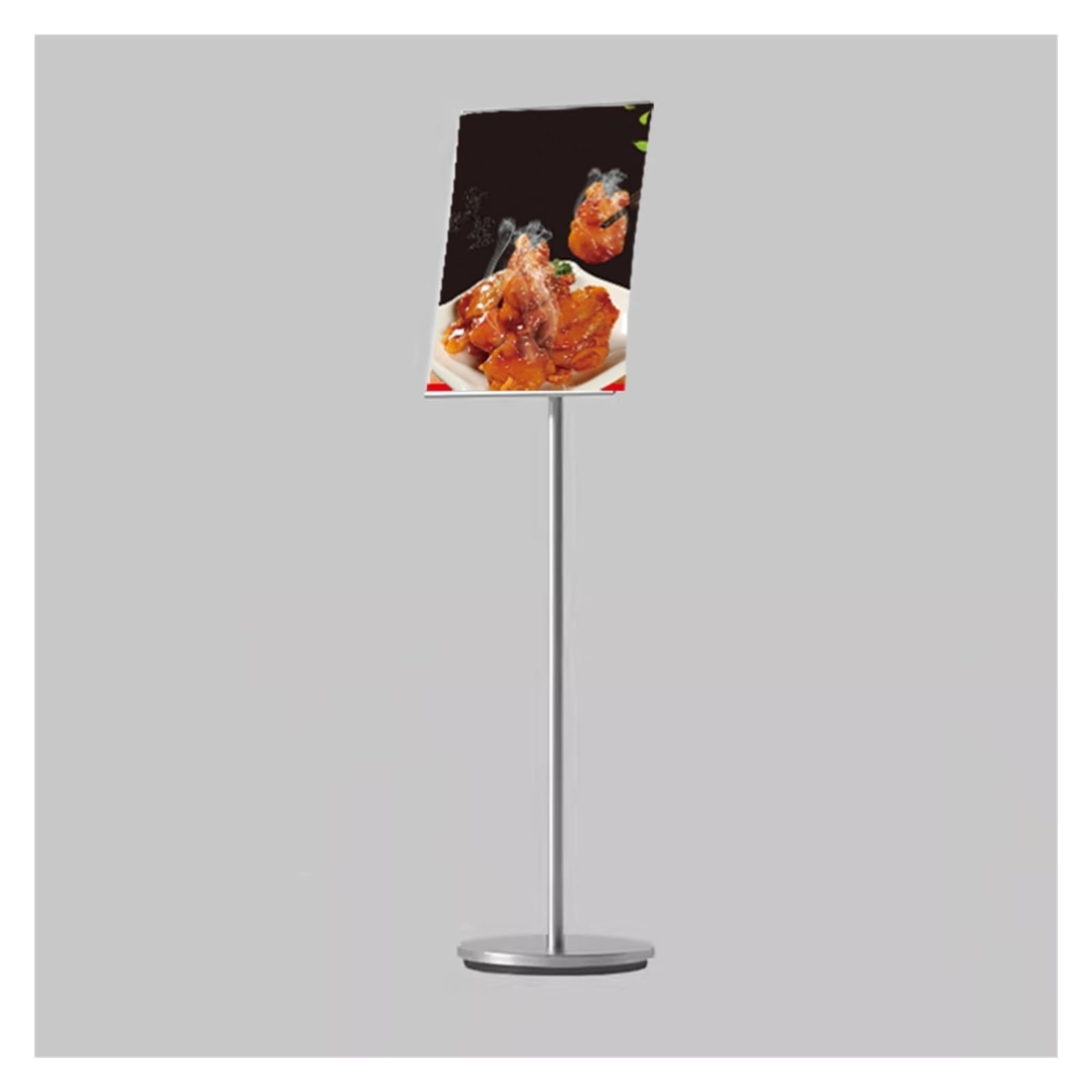 Floor Standing Sign Holder Poster Stand with Stable Round Base Heavy Duty Display Stand for Menu Vertical and Horizontal Display Silver A3 Stand