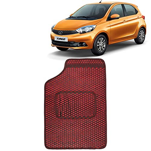 Image of Kingsway Dotted Design Car Floor Foot Mats Universal Fit for Tata Tiago, Model Year : 2020 Onwards, Water and Dustproof, Color Red, Set of 5 Pieces