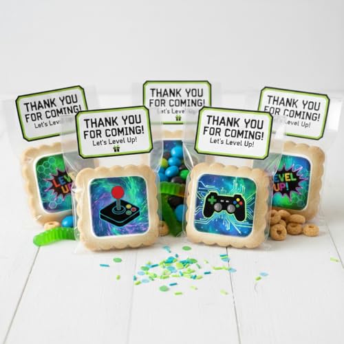 Image of Video Game Cookies Gamer Theme Party Favors | Individually Wrapped 24 Pack Video Gaming Themed Cookie | Birthday Treats for Kids and Adults Boys Girls Teens