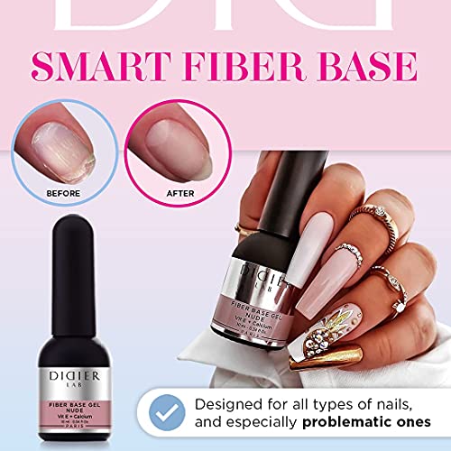 Didier Lab - Premium Smart Fiber Base Coat Gel Nail Polish Nude - Nail Strengthener - Nail Hardener - For Led Uv Lamp - Ridge Filler Base Coat Nail Polish - Soak Off Gel Polish -With Vitamins #TOP7