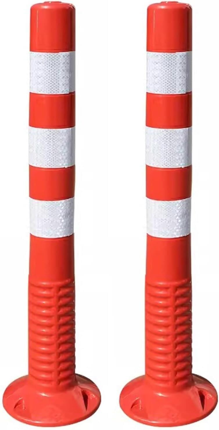 CWCQGH Parking Bollards with Reflective Collars for Traffic Safety and Barrier Control (Red+white)