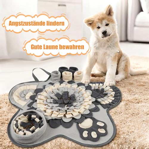Schnüffelteppich für Hunde und Katzen - Futterschnüffel-Futtermatte, Blütenform, Welpen-Trainingsmatte, Waschbare Trainingsmatte 60 x 60CM für Kleine und Mittelgroße Haustiere Mit Karottenspielzeug