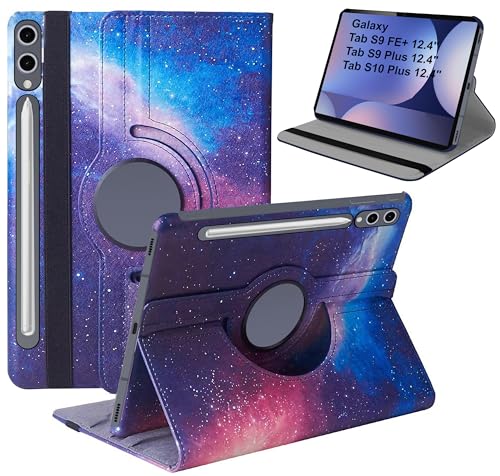 Image of TGK Rotating Flip Cover for Samsung Galaxy Tab S9 FE+ /S9 Plus /S10+ 12.4 inch Case Printed (Galaxy) Multicolor