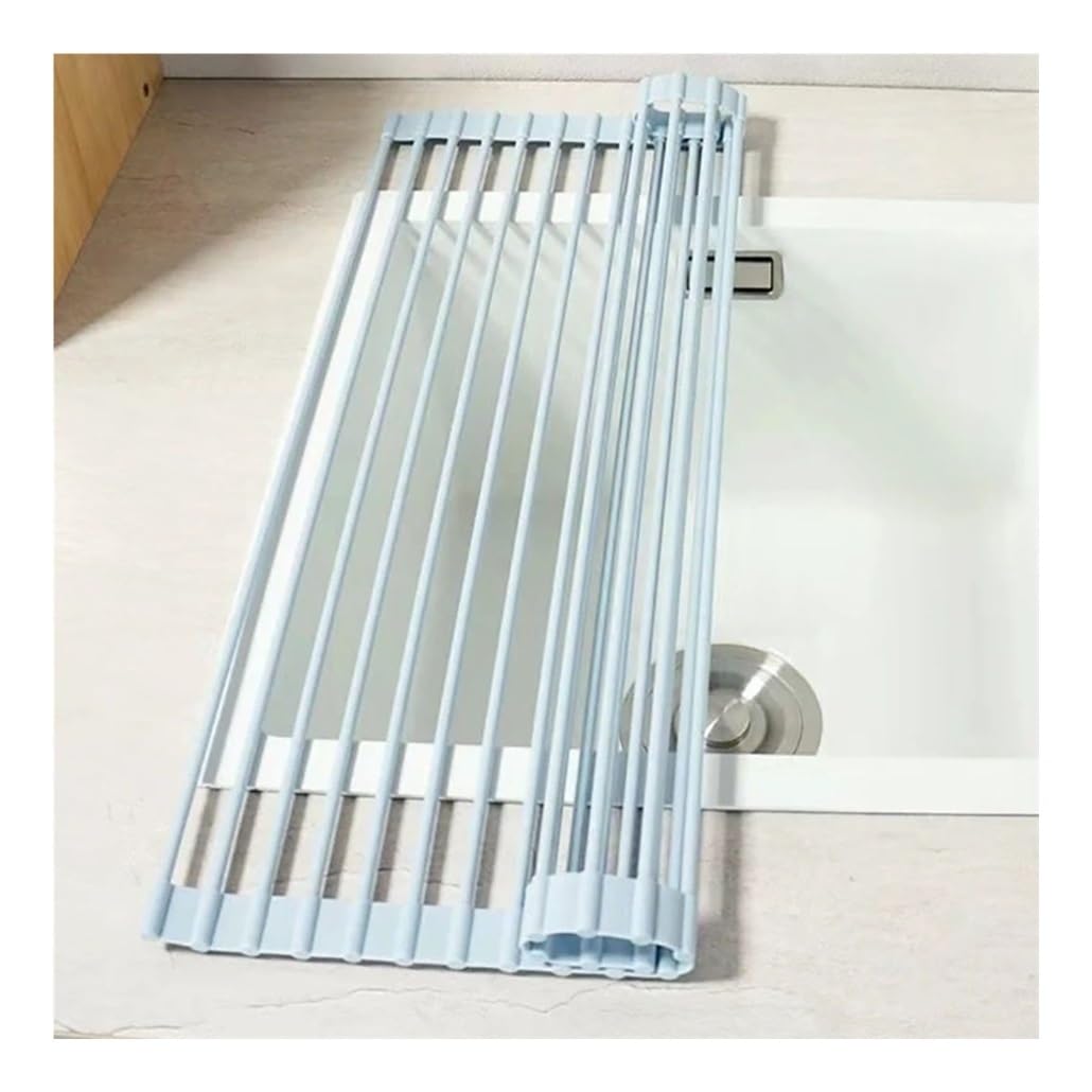 Scolapiatti da posizionare sopra Il lavello, scolapiatti Arrotolabile Rivestito in Silicone, scolapiatti Pieghevole con Ruote, tappetini Antiscivolo Multiuso per la Cucina.