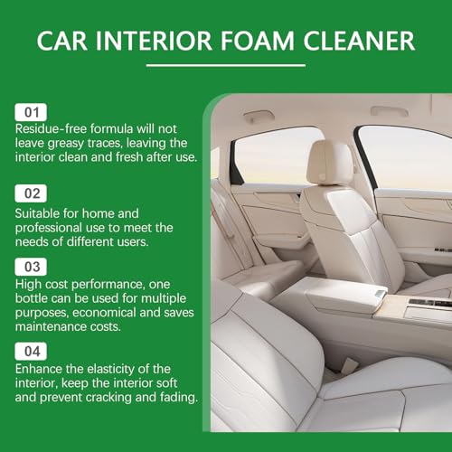 Nettoyant Intérieur Voiture avec Effet en Profondeur, , Mousse Nettoyage Voiture, Protecteur Plastiques, Détachant Tissus, Cleaner Kit de Produit Nettoyage Voiture Interieur et Entretien Cuir, 07 – Image 4