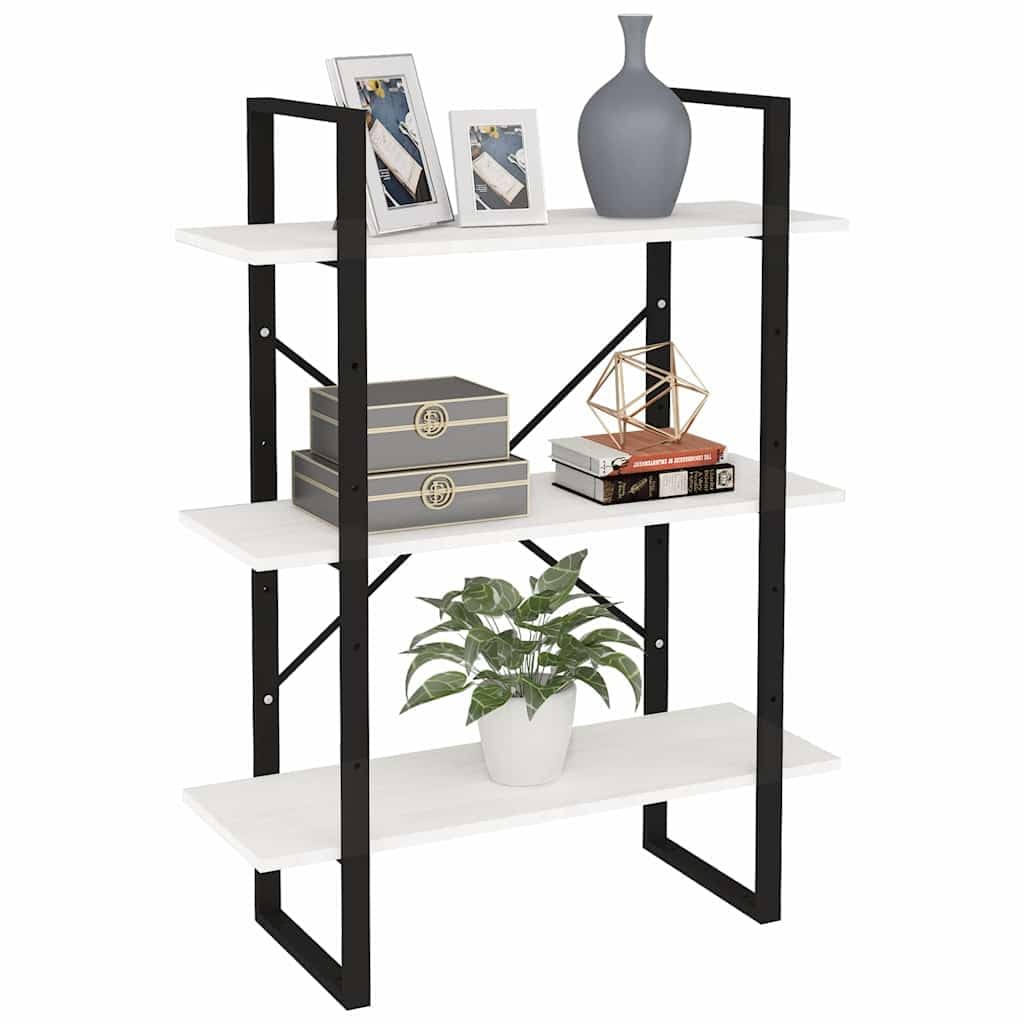 Hothingwell Regał 3-poziomowy biały 80x30x105 cm lite drewno sosnowe