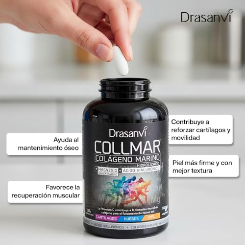 Miniatura 3 de Drasanvi Colageno Marino Hidrolizado+ Magnesio+ Ácido Hialurónico (PACK 3) | Colágeno Articulaciones, Piel y Huesos | 3 × 180 Comprimidos = 90 días | Sabor Vainilla | COLLMAR
